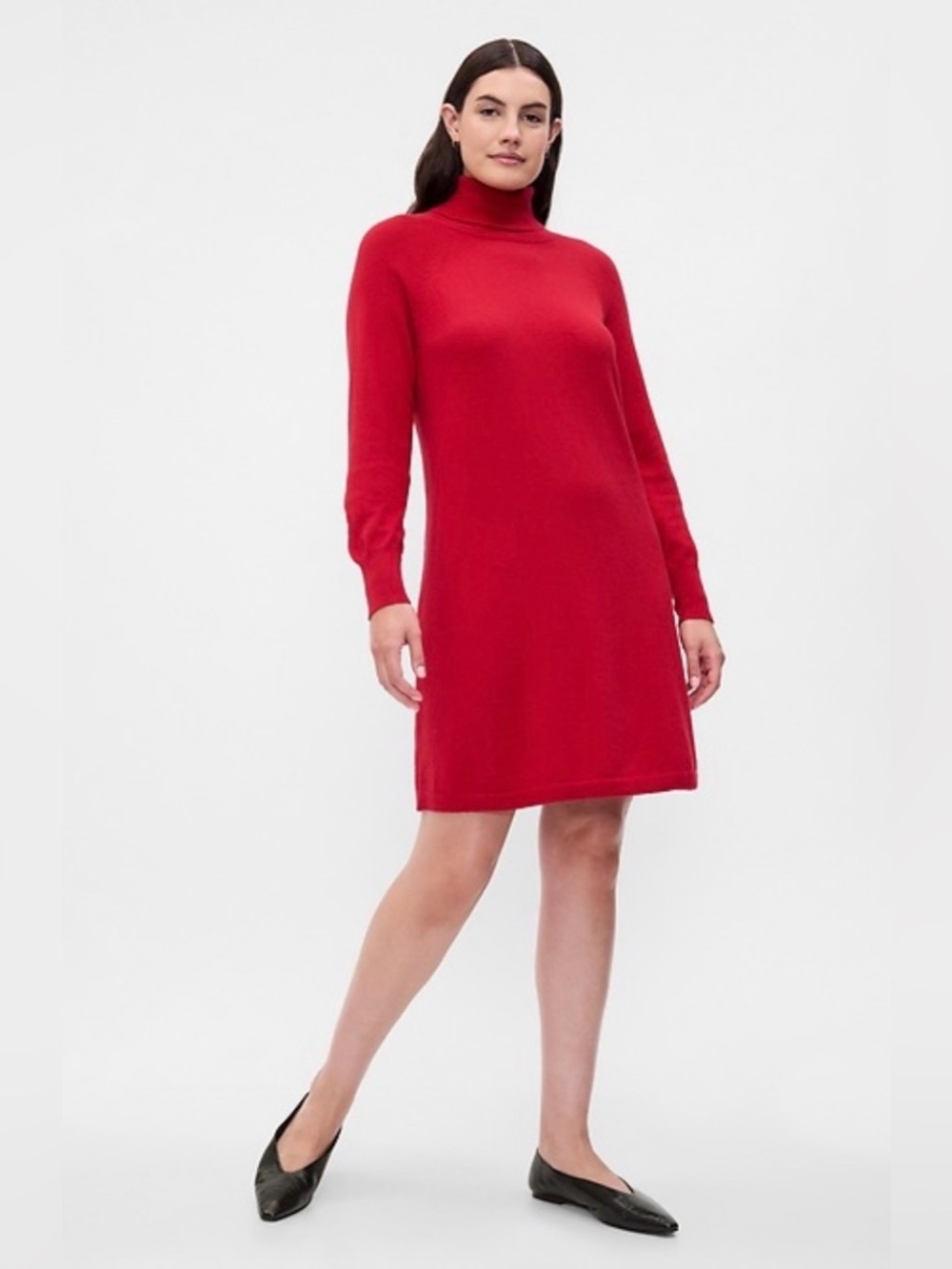 GAP Red Turtleneck Long Sleeve Dress